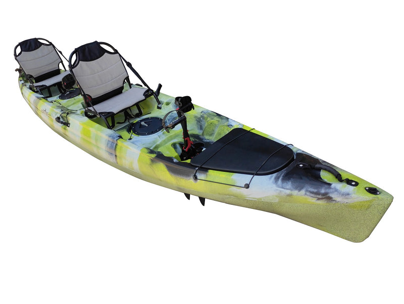 Island-Rip 15 Kayak - Neon Green White Black Camo- Pedal Drive Package
